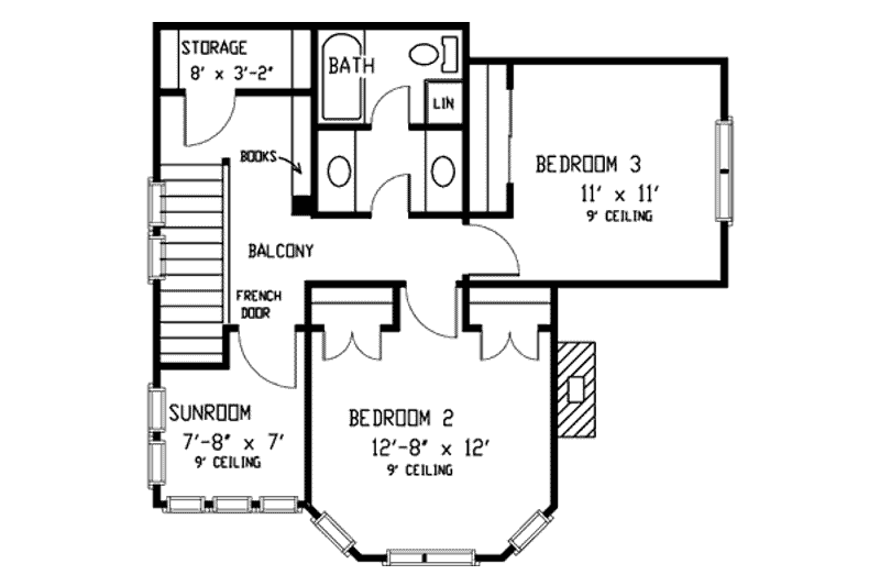 Home Plan - Floor Plan - Upper Floor for Country House Plan #410-114 - 3 bed, 2.5 bath