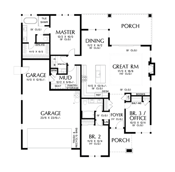 Architectural House Design - Contemporary Floor Plan - Main Floor Plan #48-1036