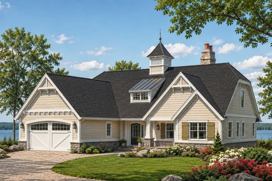 Exterior - Front Elevation 3 for European House Plan #928-103 - 3 bed, 2.5 bath