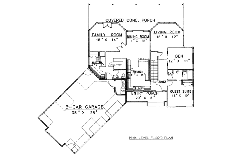 Home Plan - Floor Plan - Main Floor 1 for European House Plan #117-439 - 4 bed, 3.5 bath