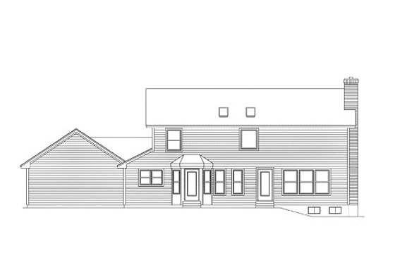 Exterior - Rear Elevation for Traditional House Plan #57-204 - 4 bed, 2.5 bath