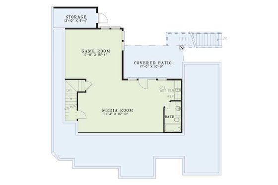 Floor Plan - Lower Floor for European House Plan #17-220 - 3 bed, 3.5 bath