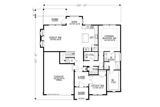 Floor Plan - Main Floor for Craftsman House Plan #53-567 - 3 bed, 2.5 bath