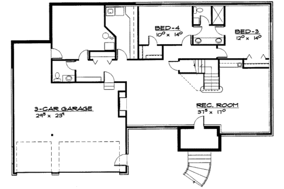 Floor Plan - Lower Floor for Traditional House Plan #308-131 - 5 bed, 3.5 bath