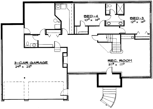 Traditional Floor Plan - Lower Floor Plan #308-131