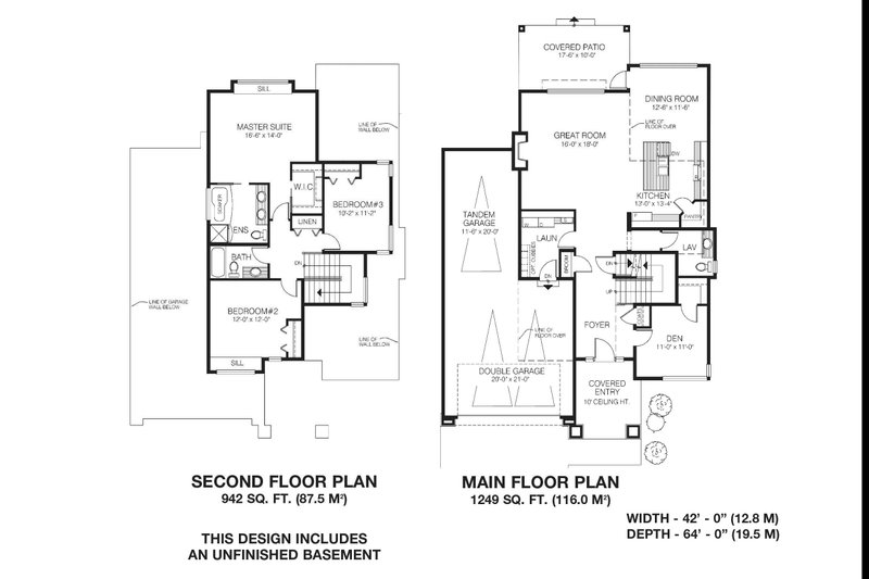 Architectural House Design - Floor Plan - Main Floor for Prairie House Plan #1100-52 - 4 bed, 3 bath