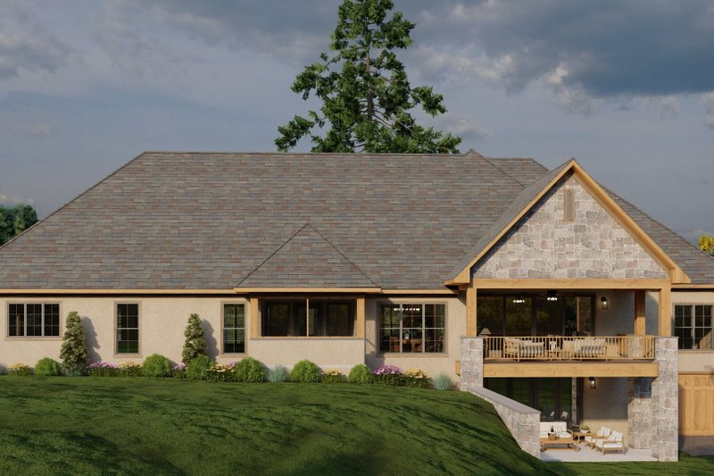 House Blueprint - Exterior - Rear Elevation for Craftsman House Plan #17-3451 - 3 bed, 3.5 bath