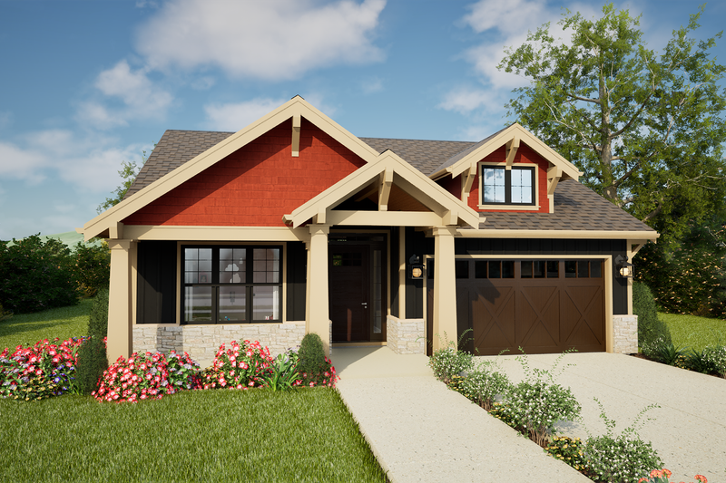 House Blueprint - Farmhouse Exterior - Front Elevation Plan #48-1205