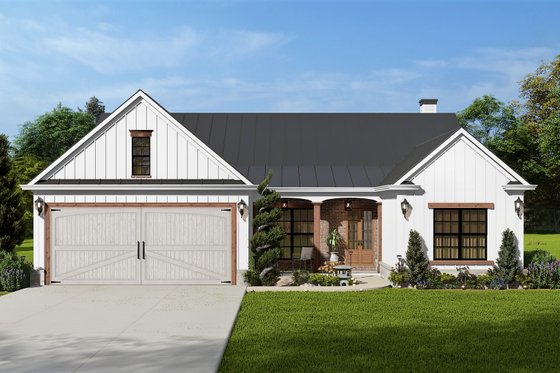 Exterior - Front Elevation 4 for Ranch House Plan #54-568 - 3 bed, 2 bath