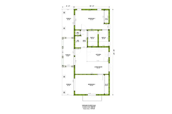 Floor Plan - Main Floor for Adobe / Southwestern House Plan #1106-195 - 2 bed, 2 bath