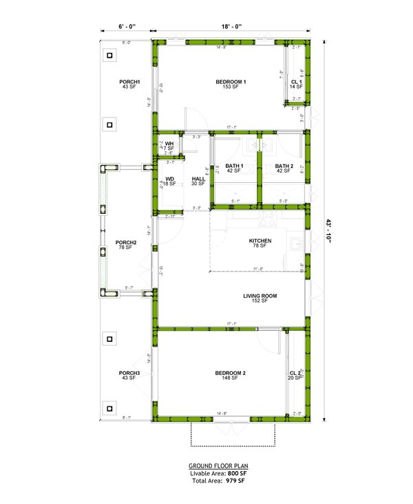Adobe / Southwestern Floor Plan - Main Floor Plan #1106-195