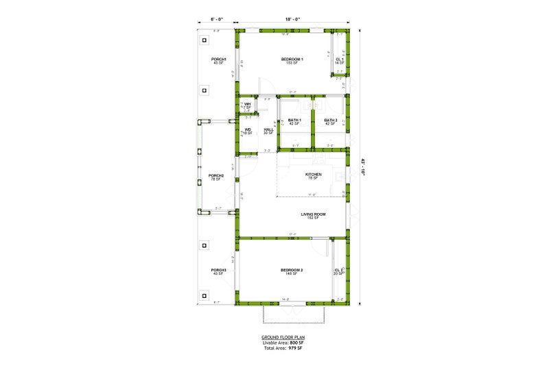 House Blueprint - Floor Plan - Main Floor for Adobe / Southwestern House Plan #1106-195 - 2 bed, 2 bath