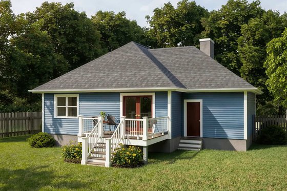 Exterior - Rear Elevation for Bungalow House Plan #79-165 - 3 bed, 2 bath