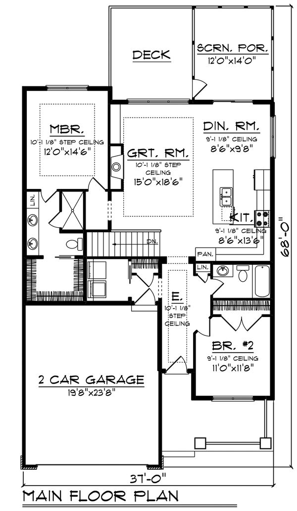 Architectural House Design - Ranch Floor Plan - Main Floor Plan #70-1482