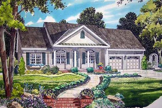 Exterior - Front Elevation for Traditional House Plan #312-569 - 3 bed, 2 bath