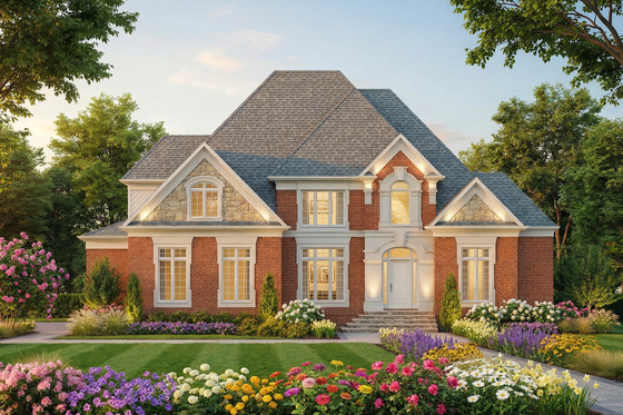 Exterior - Front Elevation 3 for European House Plan #119-349 - 4 bed, 3 bath
