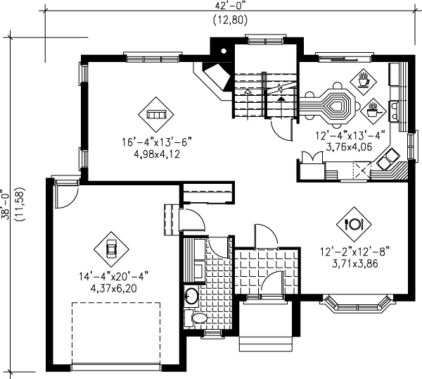House Blueprint - Traditional Floor Plan - Main Floor Plan #25-2018