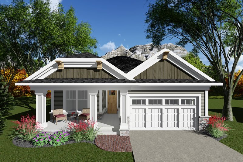 Architectural House Design - Craftsman Exterior - Front Elevation Plan #70-1259