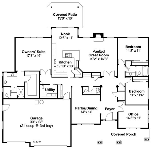 Architectural House Design - Ranch Floor Plan - Main Floor Plan #124-872