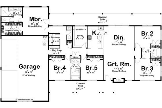 Floor Plan - Main Floor for Barndominium House Plan #455-681 - 5 bed, 3.5 bath