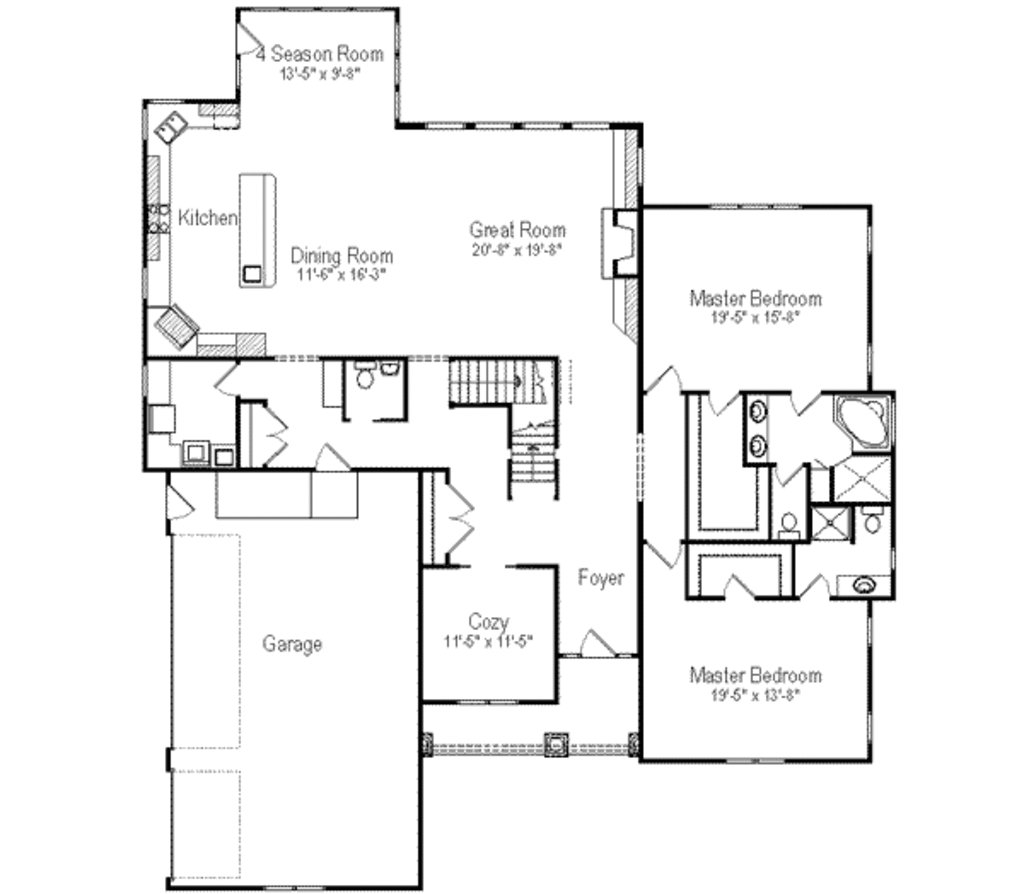 Traditional Style House Plan - 4 Beds 3 Baths 3756 Sq/Ft Plan #49-193 ...