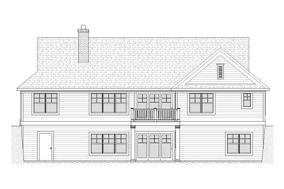 Exterior - Rear Elevation for Traditional House Plan #901-47 - 4 bed, 3.5 bath