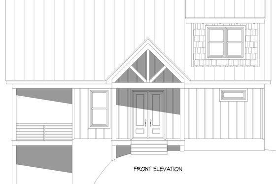 Exterior - Front Elevation 3 for Farmhouse House Plan #932-1153 - 2 bed, 2 bath