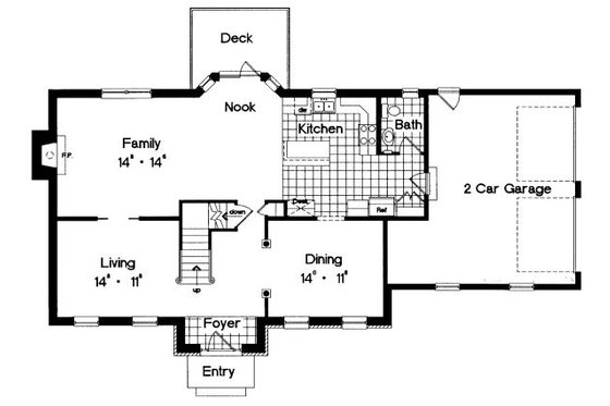 Floor Plan - Main Floor for Colonial House Plan #417-340 - 4 bed, 2.5 bath