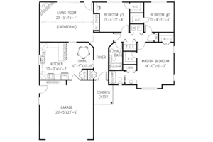 Floor Plan - Main Floor for European House Plan #11-105 - 3 bed, 2 bath