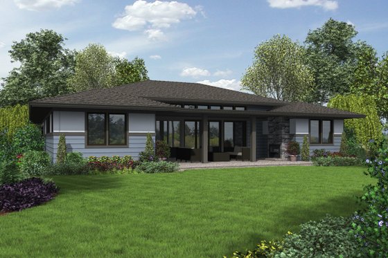 Exterior - Rear Elevation for Contemporary House Plan #48-1016 - 3 bed, 2 bath