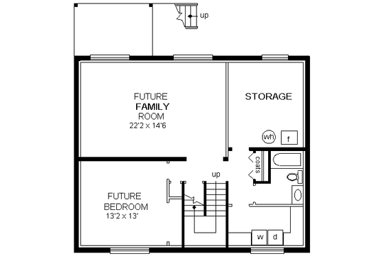 Floor Plan - Lower Floor for Contemporary House Plan #18-310 - 3 bed, 2 bath