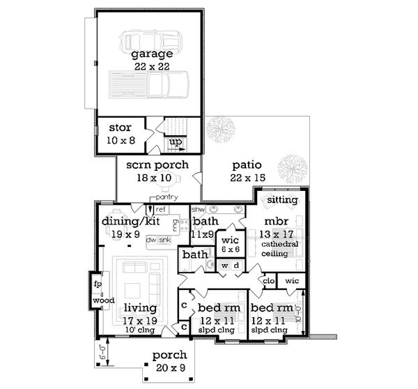 Craftsman Floor Plan - Main Floor Plan #45-374