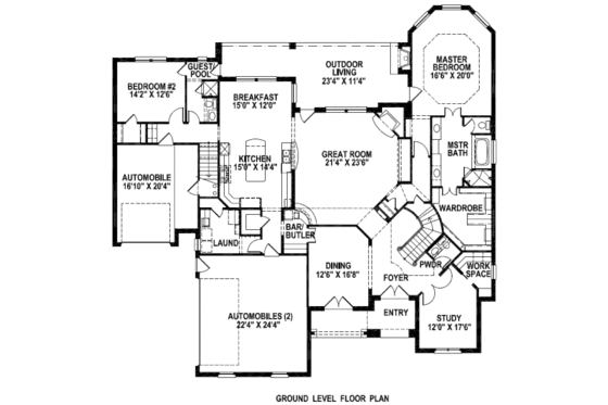 Floor Plan - Main Floor for European House Plan #141-270 - 4 bed, 4.5 bath