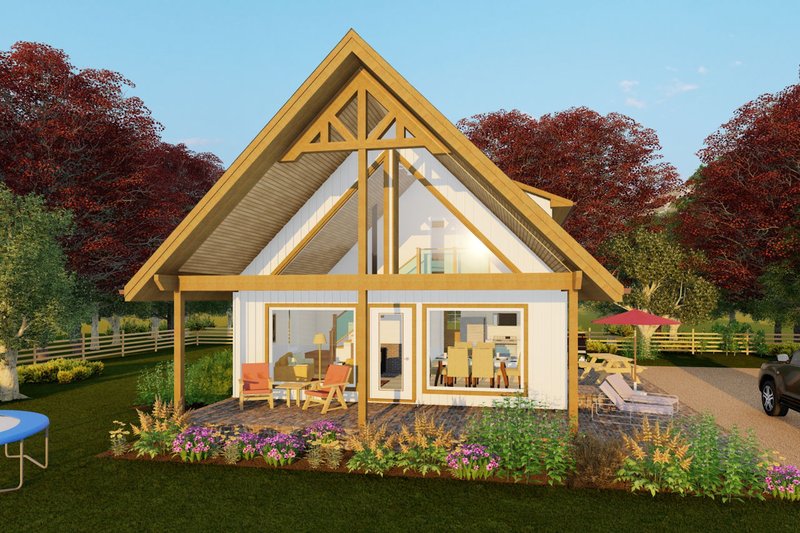House Blueprint - Cabin Exterior - Front Elevation Plan #126-243