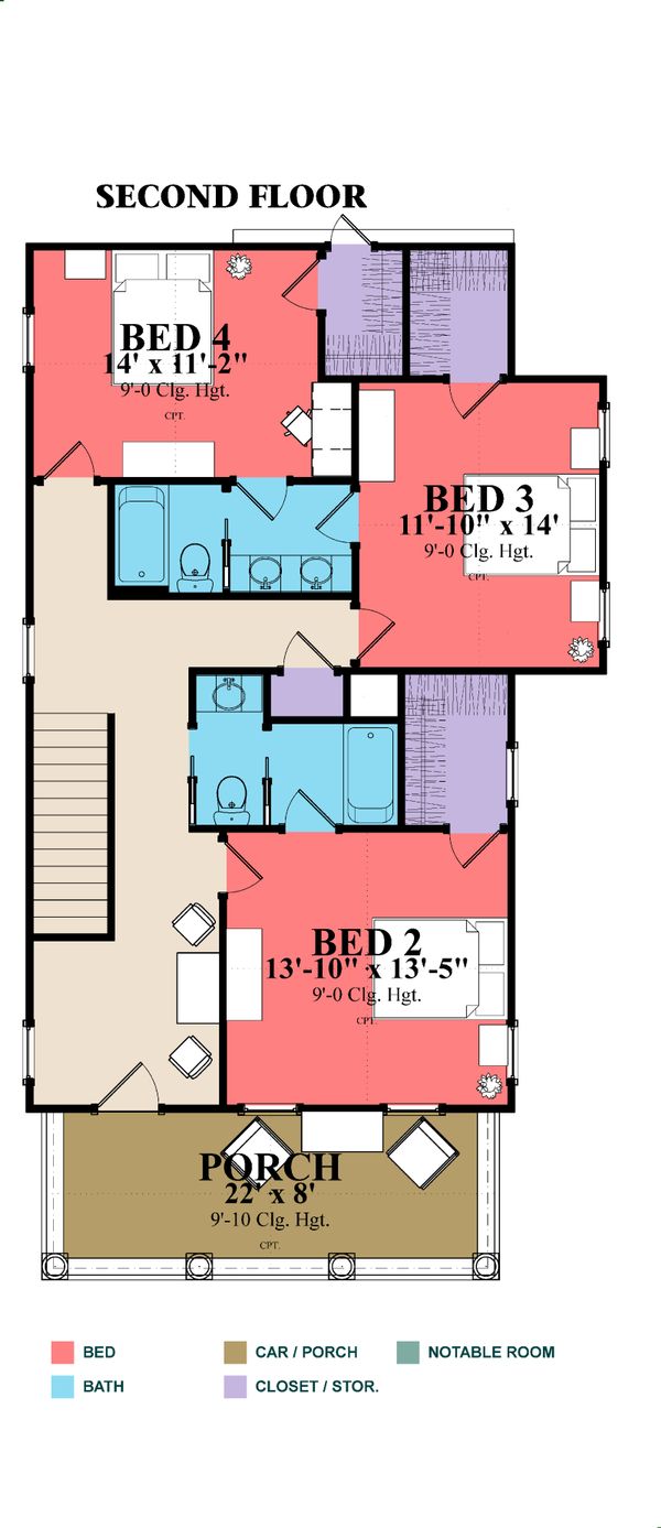 Architectural House Design - Farmhouse Floor Plan - Upper Floor Plan #63-377