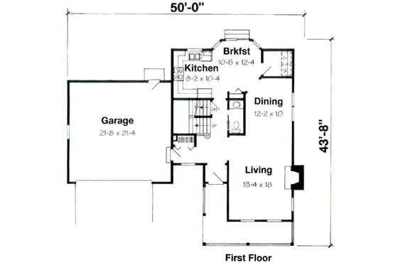 Floor Plan - Main Floor for Country House Plan #312-822 - 3 bed, 2.5 bath