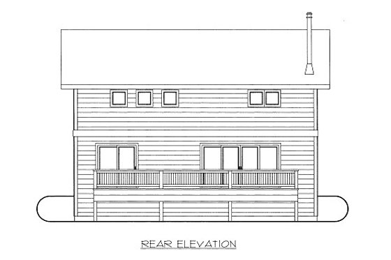 Exterior - Rear Elevation for Bungalow House Plan #117-674 - 1 bed, 1 bath