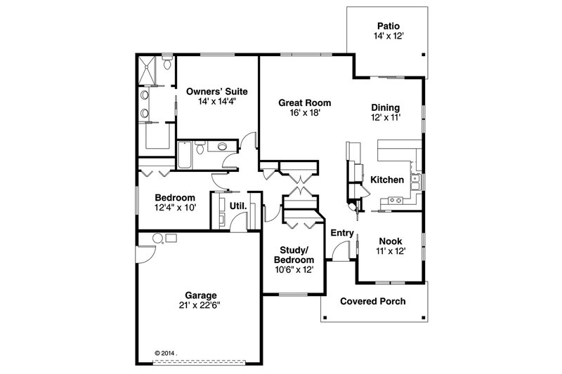 House Blueprint - Craftsman style house plan, main level floor plan