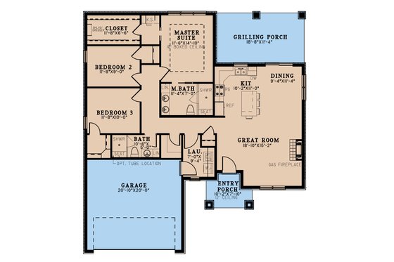 Floor Plan - Main Floor for Contemporary House Plan #923-228 - 3 bed, 2 bath