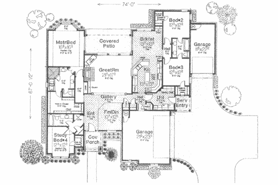 Floor Plan - Main Floor for European House Plan #310-376 - 4 bed, 3 bath