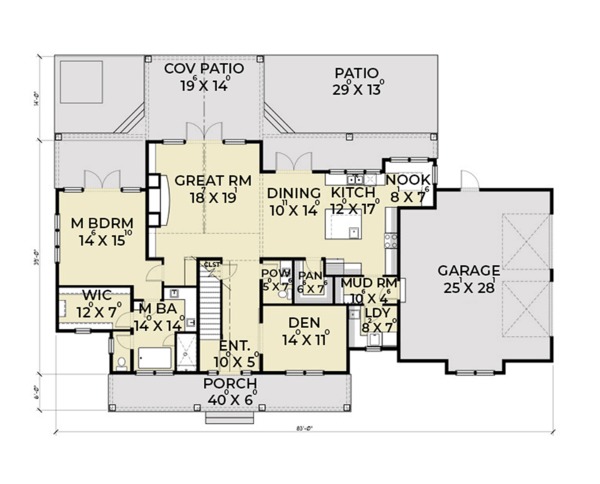 Architectural House Design - Farmhouse Floor Plan - Main Floor Plan #1070-19