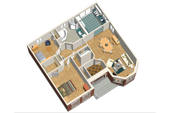 Floor Plan - Main Floor 1 for European House Plan #25-4644 - 2 bed, 1 bath