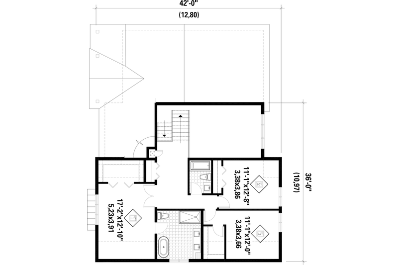 Architectural House Design - Floor Plan - Upper Floor for Farmhouse House Plan #25-5047 - 3 bed, 2.5 bath