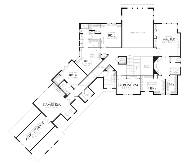 Home Plan - Craftsman Floor Plan - Upper Floor Plan #48-702