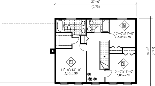 Colonial Floor Plan - Upper Floor Plan #25-278