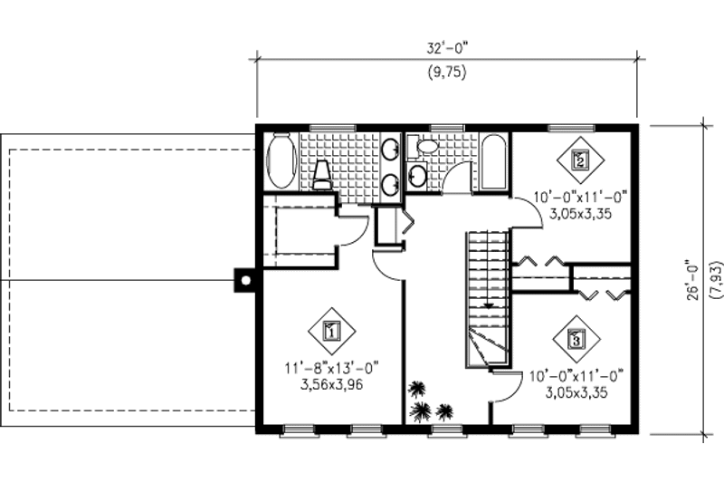 House Plan Design - Floor Plan - Upper Floor for Colonial House Plan #25-278 - 3 bed, 2.5 bath