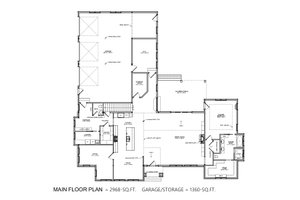 Floor Plan - Main Floor for Craftsman House Plan #1084-3 - 3 bed, 3.5 bath
