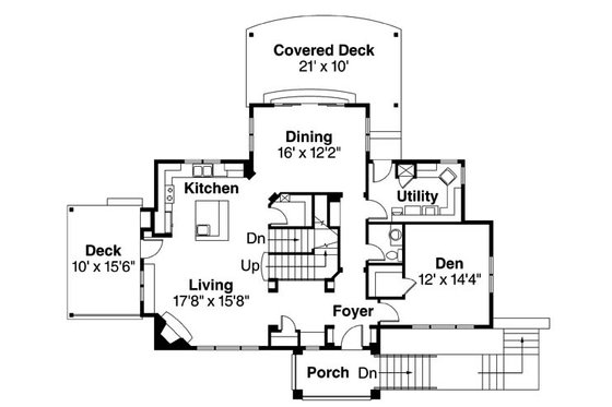 Floor Plan - Main Floor for Mediterranean House Plan #124-863 - 3 bed, 2.5 bath