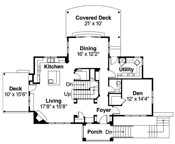 Architectural House Design - Mediterranean Floor Plan - Main Floor Plan #124-863