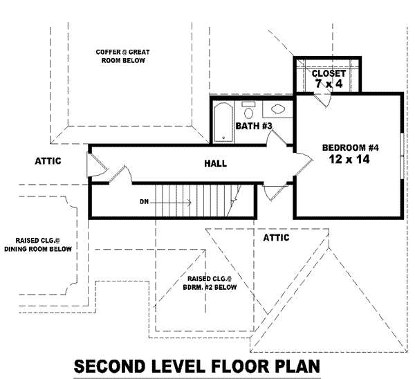 Floor Plan - Upper Floor for European House Plan #81-1343 - 4 bed, 4 bath